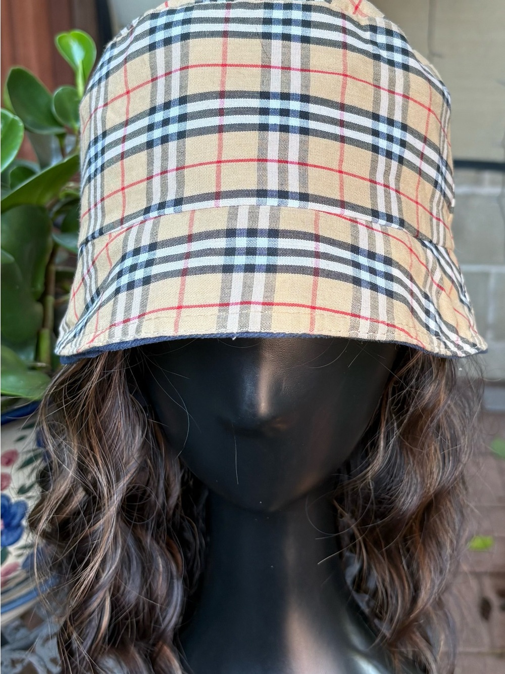 Reversible Plaid & Navy Bucket Hat | Adult Small Medium